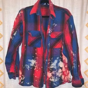 SOLD Urban renewal Distressed bleach flannel shirt